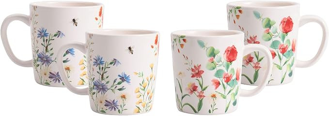 Bico Summer Provence Ceramic Coffee Mugs Set of 4, 18 oz Large Tea Cups with Handle, Aesthetic La... | Amazon (US)