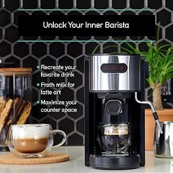 Coffee Gator Espresso Machine, Quick-Brew Espresso Maker with Milk Frother & 1.3 Liter Removable ... | Amazon (US)