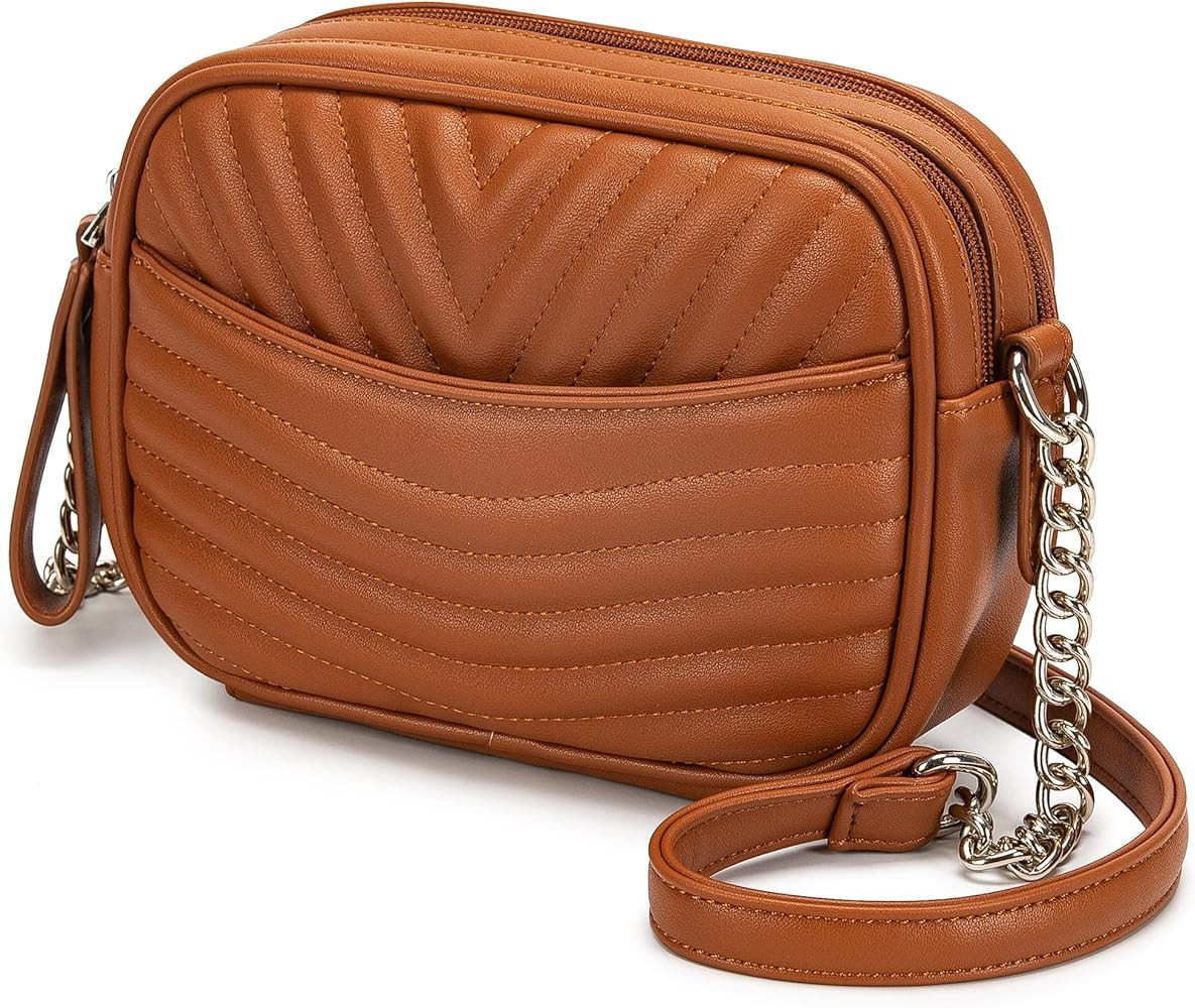 Crossbody Bags For Women, Small Quilted Purses Lightweight Camera Bag Stylish Double Zipper Shoul... | Amazon (US)