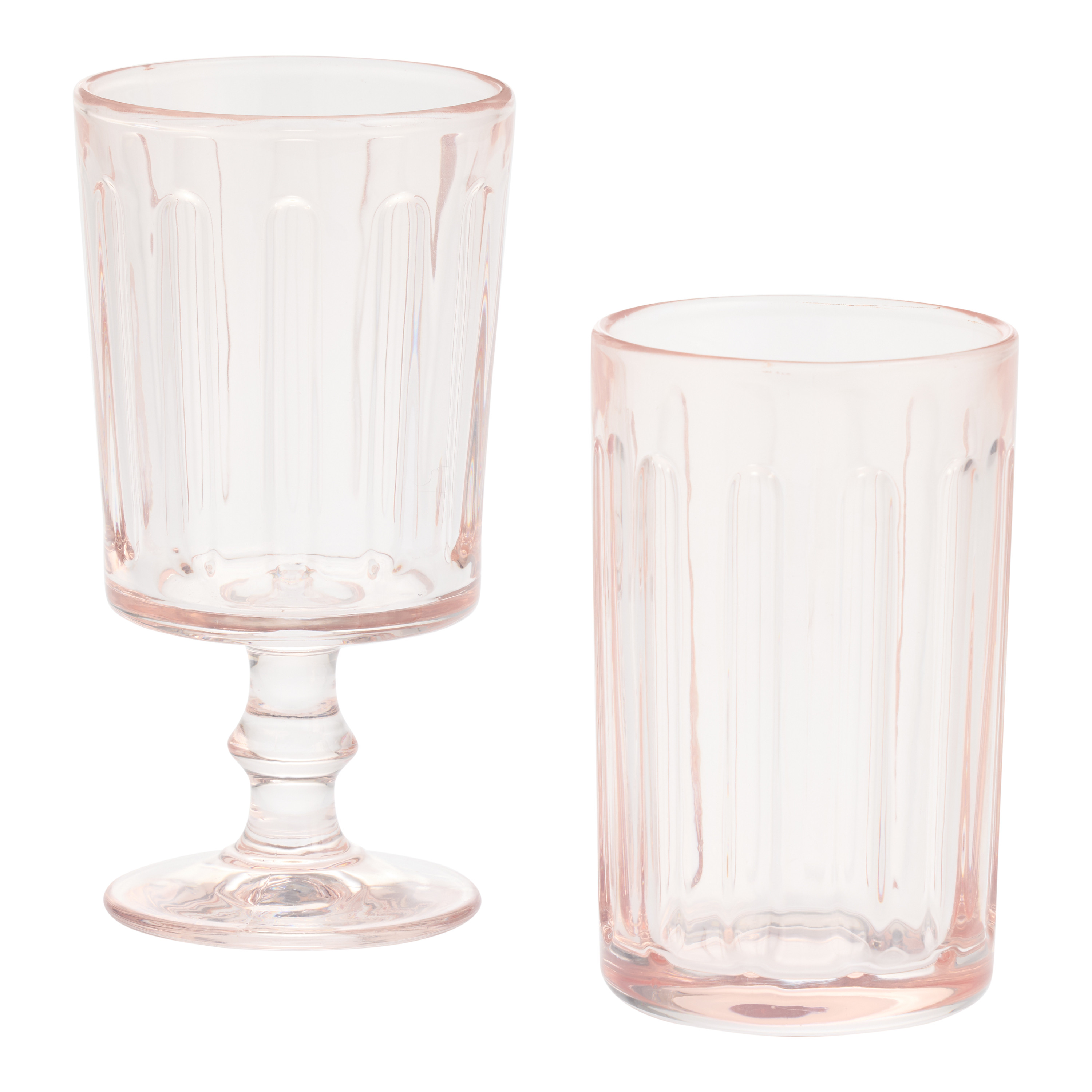 Catrin Blush Fluted Pressed Bar Glass | World Market