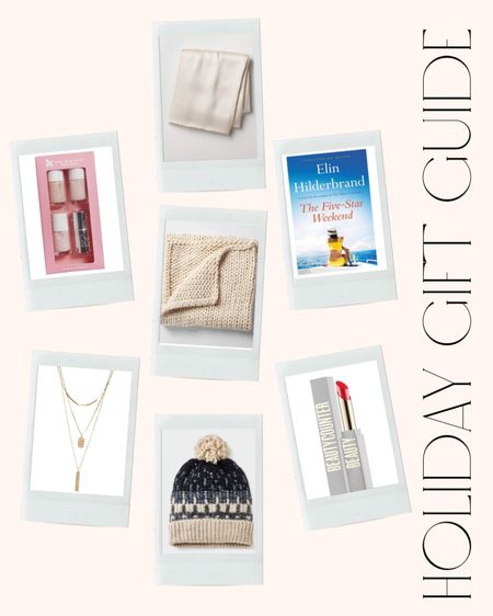 Holiday Gift Guide for Her. Silk pillow case. Cozy knit blanket. Beautycounter lipstick. Pom Pom beanie knit hat. Gold pendant chain necklace. Olive and June mini neutrals mail set. Popular book  Christmas. Stocking stuffers. Gift ideas. 

#LTKHoliday #LTKfindsunder50 #LTKGiftGuide
