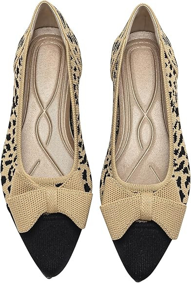 Women's Flats Shoes Comfortable Slip On Shoes Classic Dressy Pointed Toe Bow Knit Ballet Flat | Amazon (US)