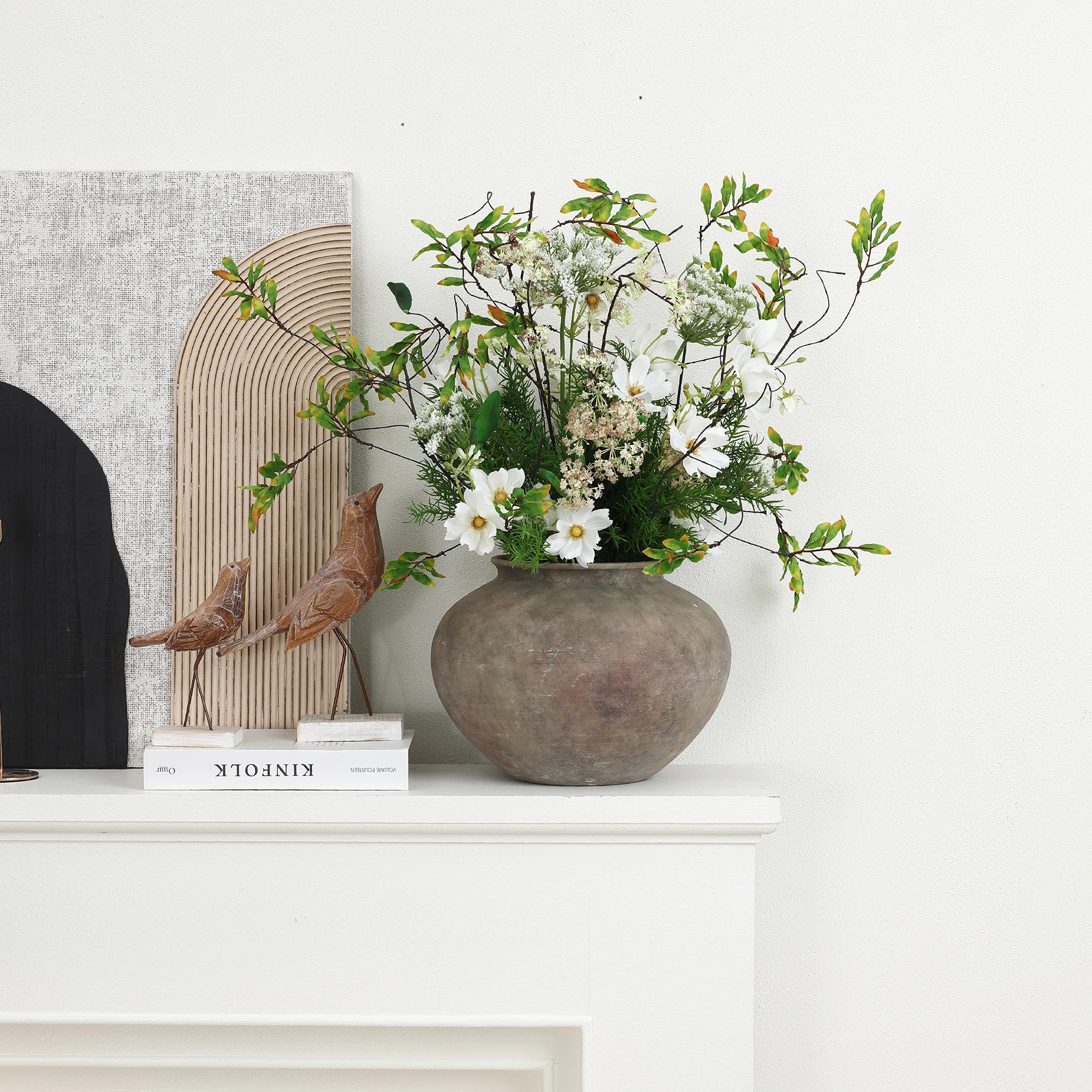 Rustic Ceramic Vase, 12.4" Tall Terracotta Pot with Earthy Gray-Brown Finish | Wayfair North America