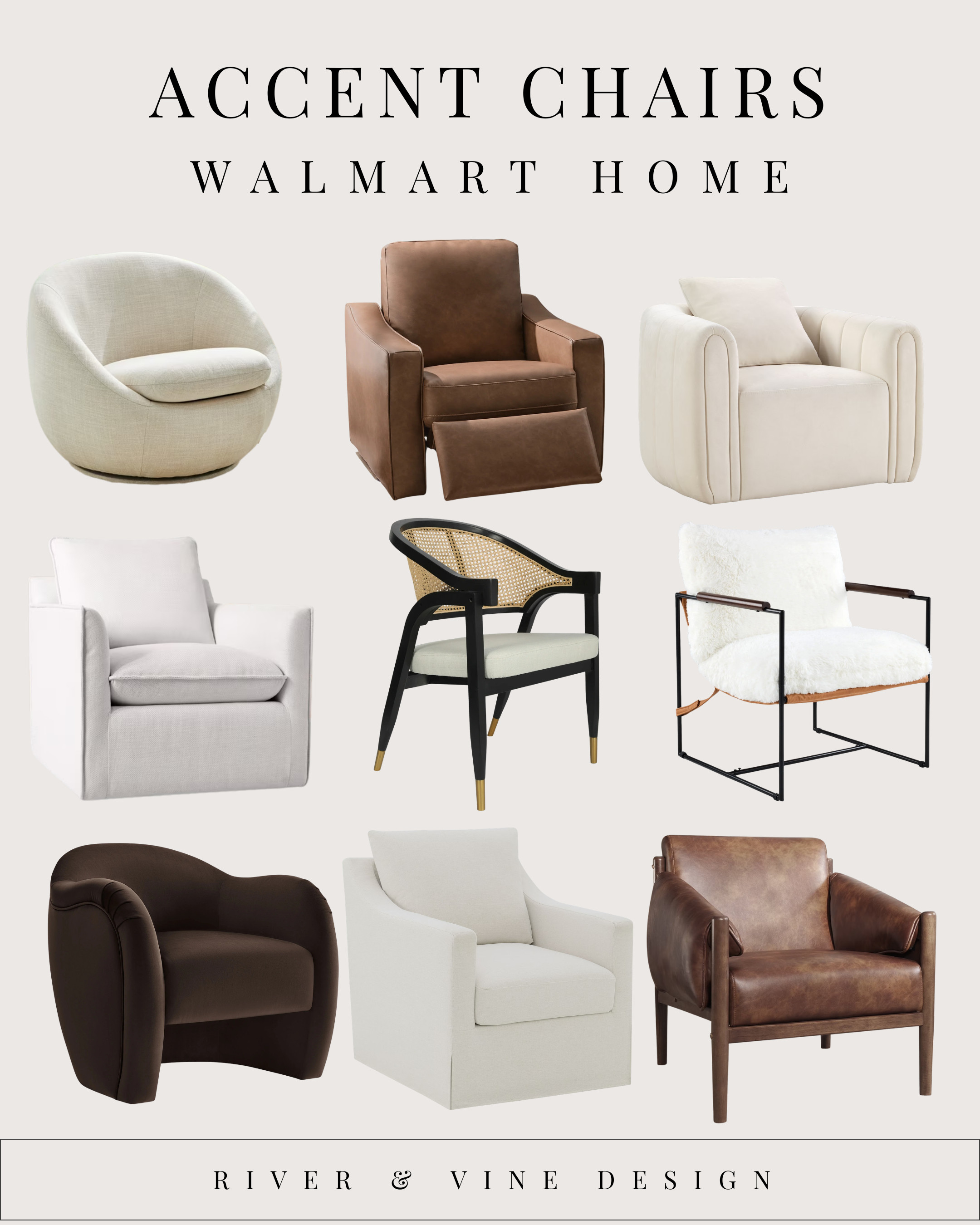 You don’t have to spend designer prices to get a beautiful accent chair.

Walmart has been quietly dropping some really good pieces lately — sculptural silhouettes, warm leather tones, boucle textures, and classic neutral upholstery that work in almost any space.

Accent chairs are one of the easiest ways to elevate a room. Add one to:
• an empty living room corner
• the end of a sofa arrangement
• a bedroom reading nook
• a home office that needs warmth

I rounded up some of my favorite Walmart accent chairs that look far more expensive than they are — from modern swivel styles to classic leather and cane details.

If you’ve been looking for a chair that makes a room feel finished and styled, these are worth a look. 

 #LTKHome