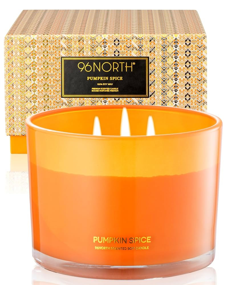 96NORTH Luxury Pumpkin Soy Candle | Large 3 Wick Jar Candle | Halloween & Fall Decor | Up to 40 H... | Amazon (US)
