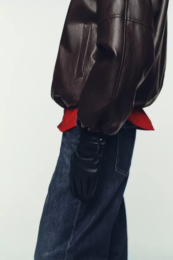 LEATHER EFFECT KNIT GLOVES | Zara UK