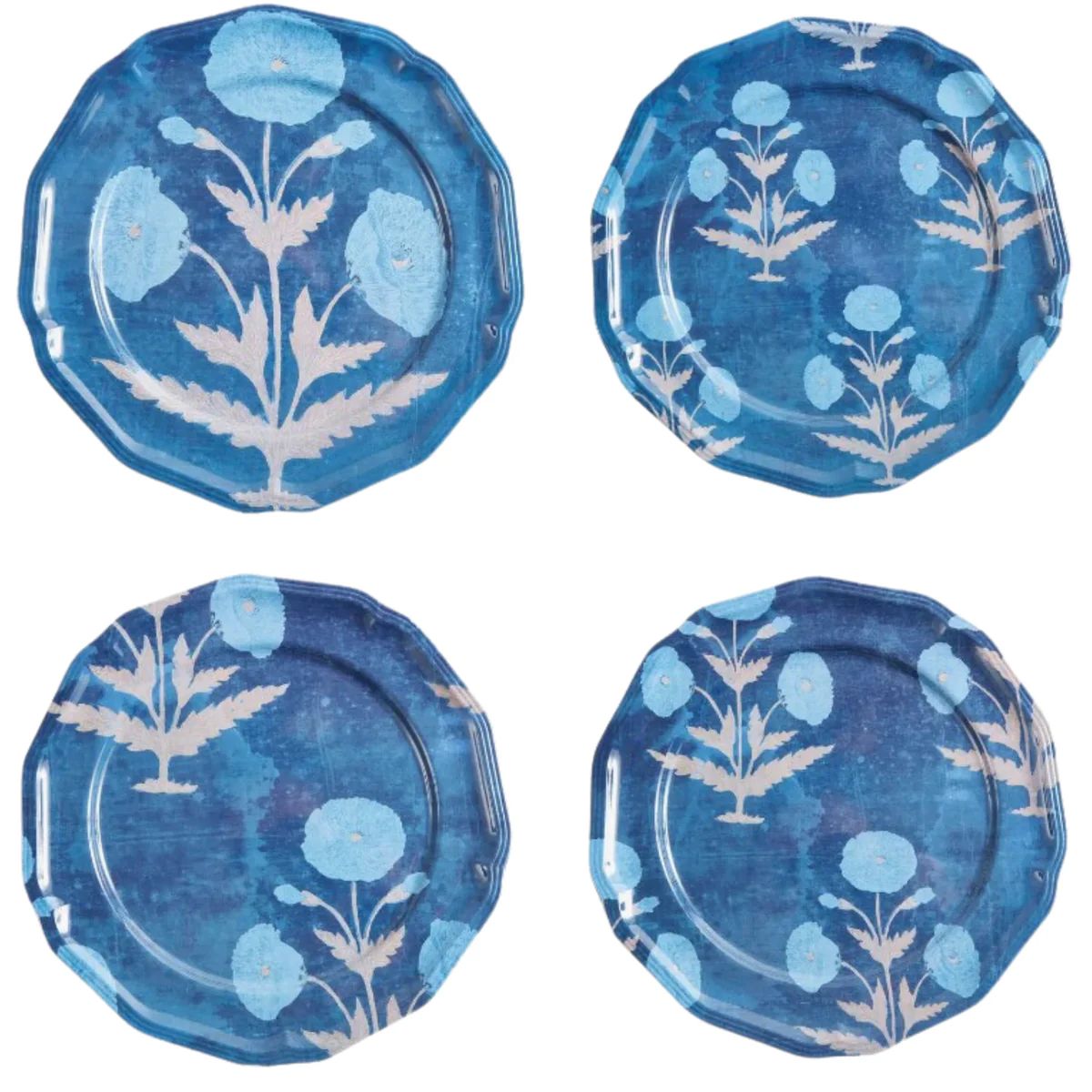 Set of Four Blue Poppy Side Plates | The Well Appointed House, LLC