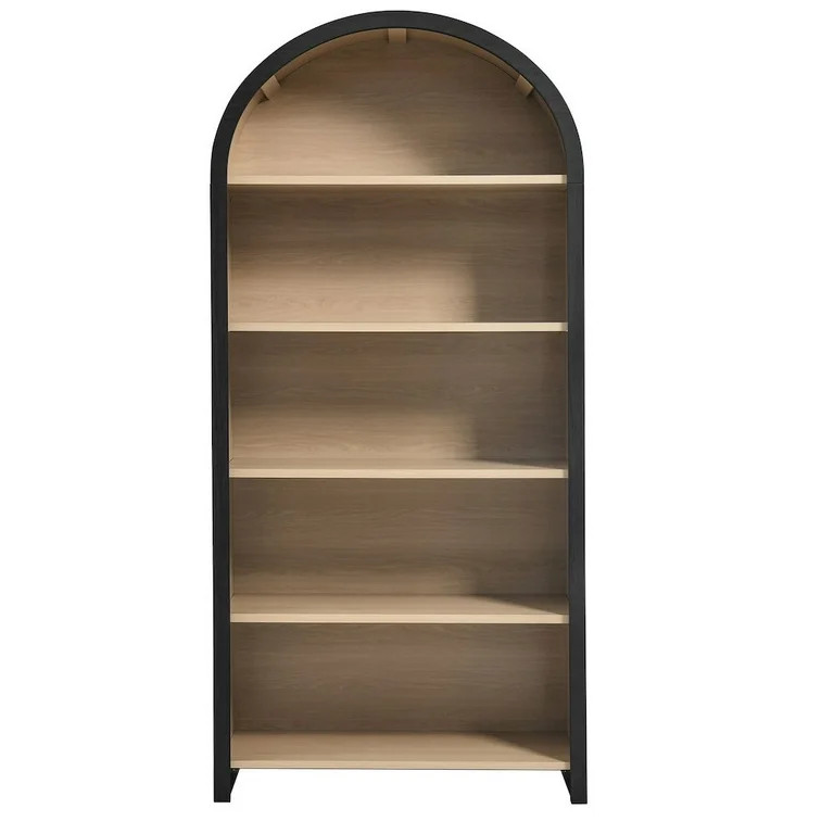 Modway Evie Arched Wide Bookcase Display Cabinet in Black | Walmart (US)