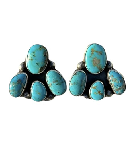 Navajo Native American 925 Sterling Silver Turquoise Cluster Earrings. JM, Blue | Amazon (US)