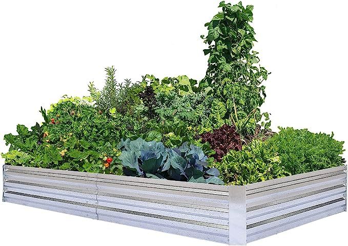 FOYUEE Galvanized Raised Garden Beds for Vegetables Large Metal Planter Box Steel Kit Flower Herb... | Amazon (US)