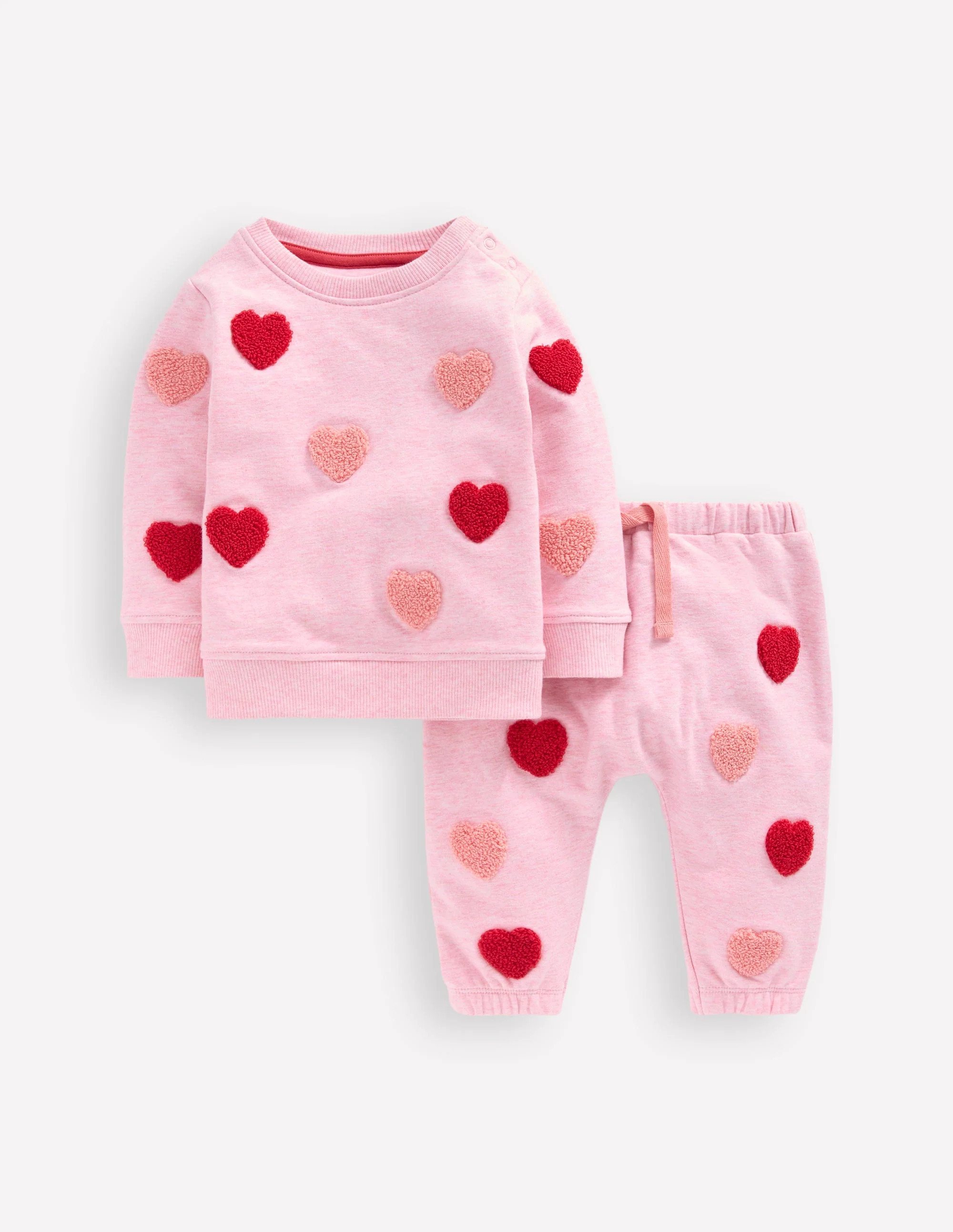 Applique Sweatshirt Set-Pink Marl Hearts | Boden (US)