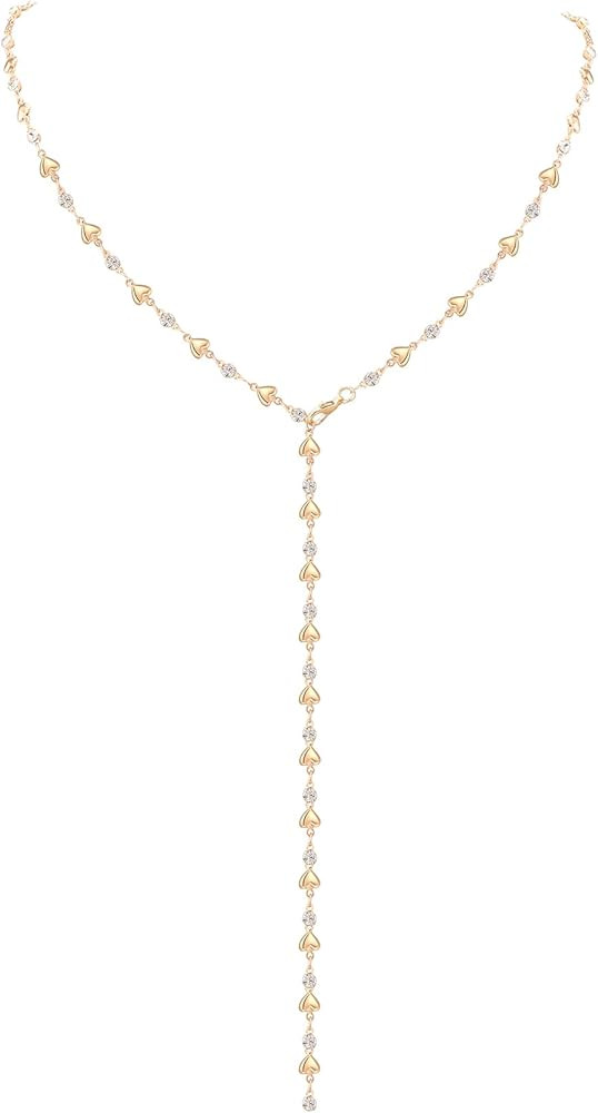 KURTCB Rhinestone Necklace for Women Boho Long Y Lariat Necklace Colorful Summer Beach Jewelry | Amazon (US)