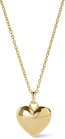 Ana Luisa Lev Puffed Heart Necklace for Women - Paperclip Chain w/ 14K Gold Plated & Silver Rhodi... | Amazon (US)