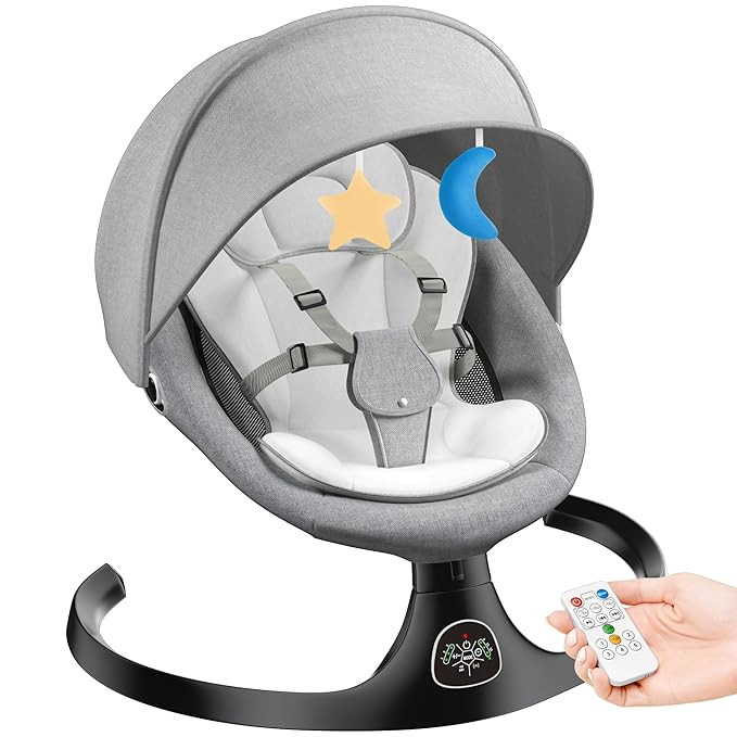 Electric Baby Swing for Infants, Baby Rocker for Infants with 5 Speeds, 10 Lullabies, Adapter & B... | Amazon (US)