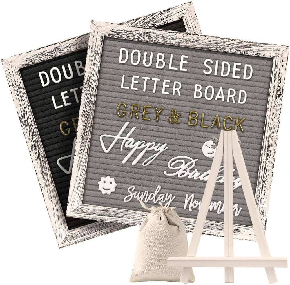 TUKUOS Double Sided Rustic Felt Letter Board with 10x10in Vintage Wood Frame,750 Precut Letters,M... | Amazon (US)