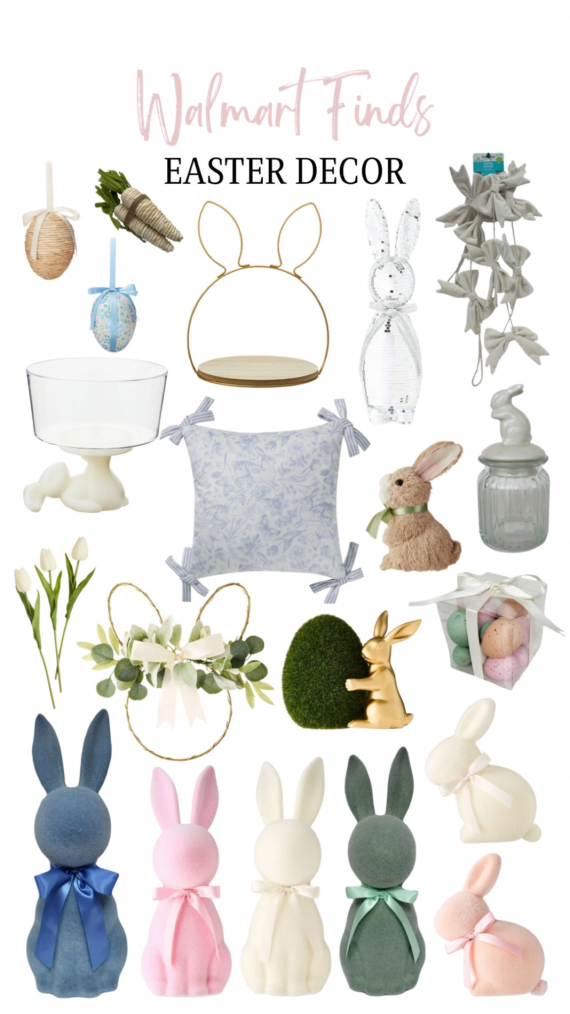 Walmart Finds - Easter Decor! 

Easter Flocked Green, pink, cream, peach, blue Bunny Decor, Easter Gold Wire Bunny Stand, Carrot Bundle Decoration, Easter Bunny-Shaped Wreath with Greenery and Satin Bow, glass jar, Brown Rustic Egg Ornament Decor, Floral Egg Decor, Easter Gold Bunny with Green Egg Tabletop Decor, Speckled Eggs, pillow 

#LTKFindsUnder50 #LTKSeasonal #LTKHome