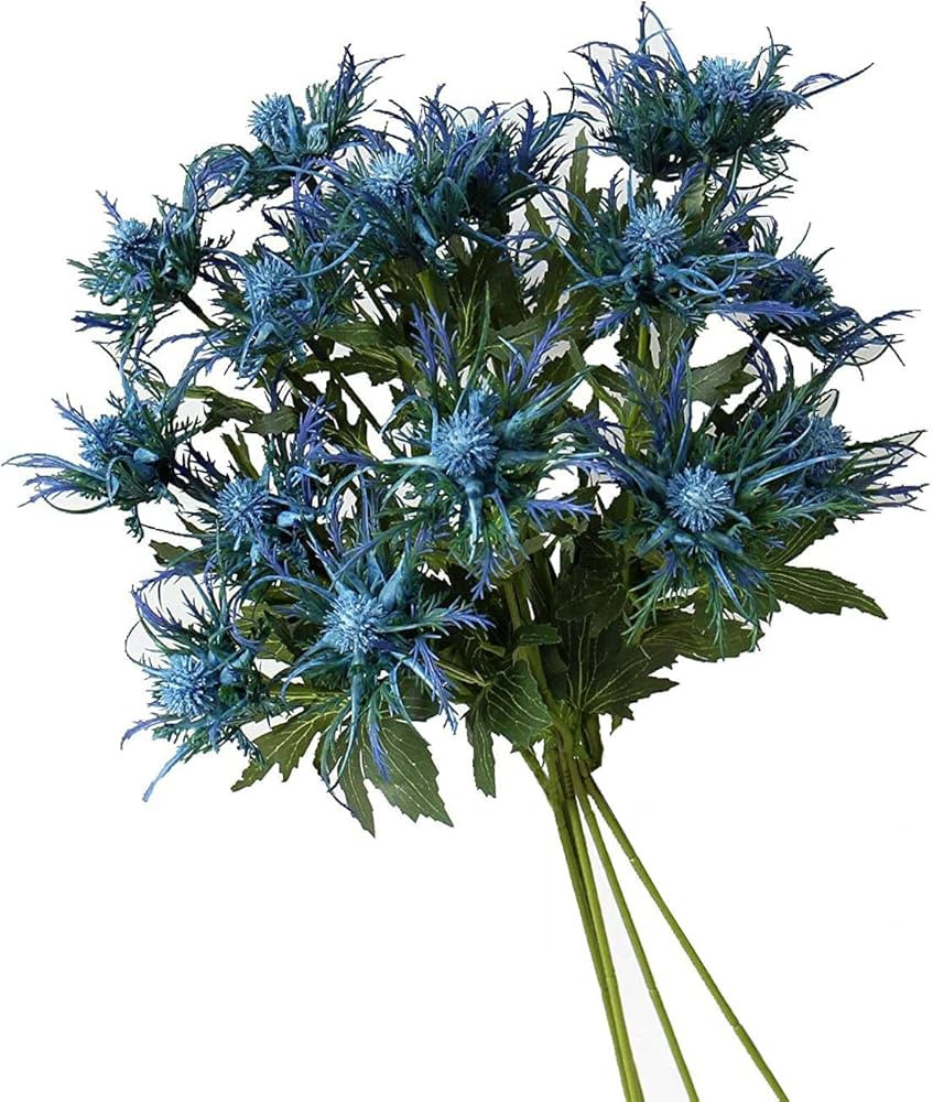 5 Pack Silk Artificial Thistle Flowers Eryngiums Faux Plants for Garden Wedding Prom Party Bouque... | Amazon (US)