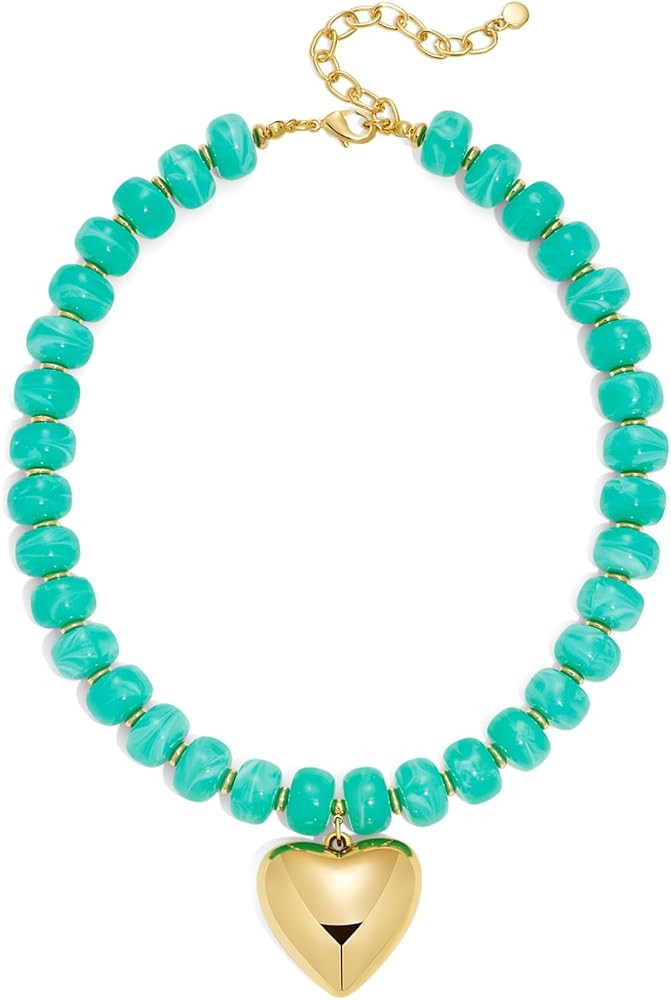 Easter Basket Stuffers Gift For Women Chunky Heart Necklaces For Women With Boho Beaded Statement... | Amazon (US)