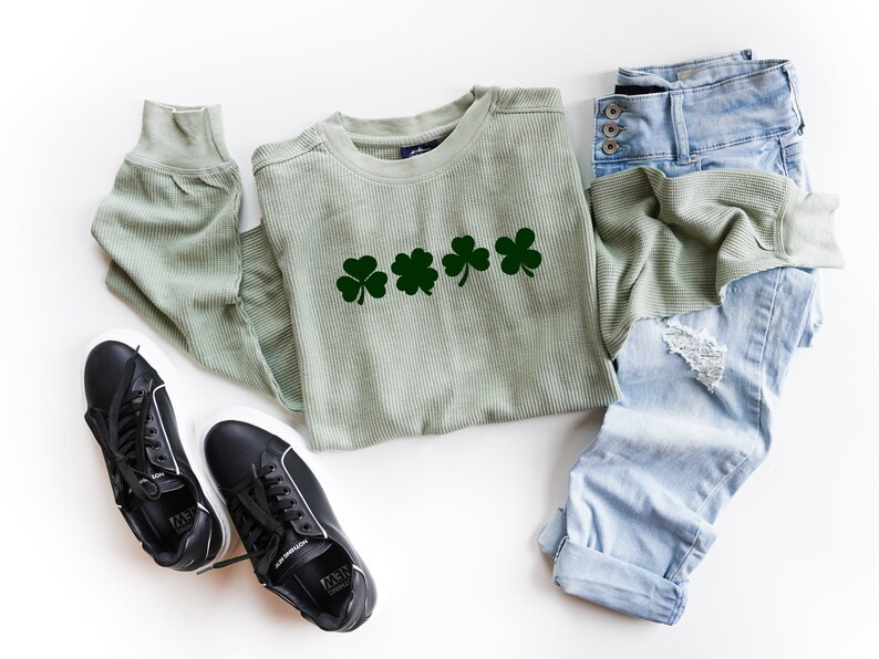 Embossed St. Patricks day Sweatshirt, Women's St Paddy's Day Outfit, Shamrock Sweatshirt, Lucky S... | Etsy (US)