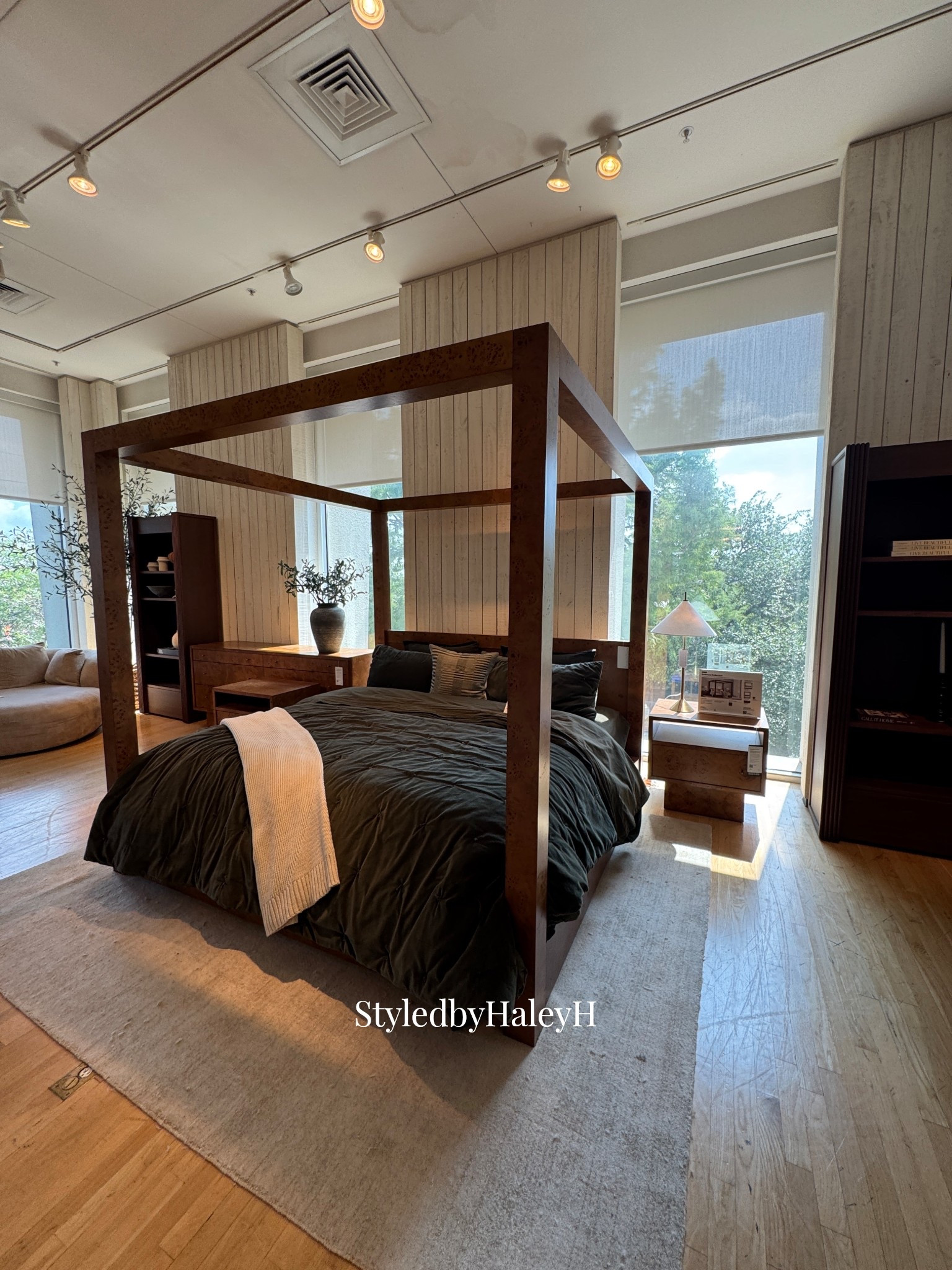 Crate & barrel primary bedroom inspo… dark moody wood canopy bed . 

I’ve been shopping around looking for a new bed set so I thought I’d share my finds 😀

not styled by me but my photo

#LTKHome