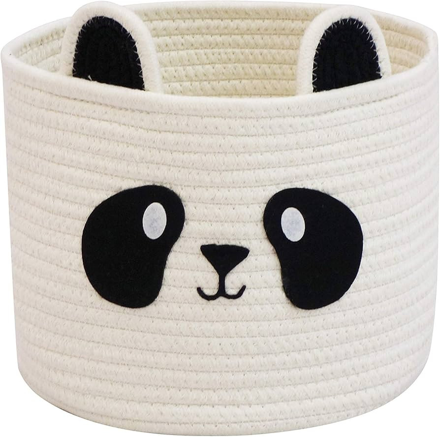 Small Cute Panda Bear Basket for Kids Room Decor, Baby Shower, Baby Diaper Organizer, Baby Laundr... | Amazon (US)