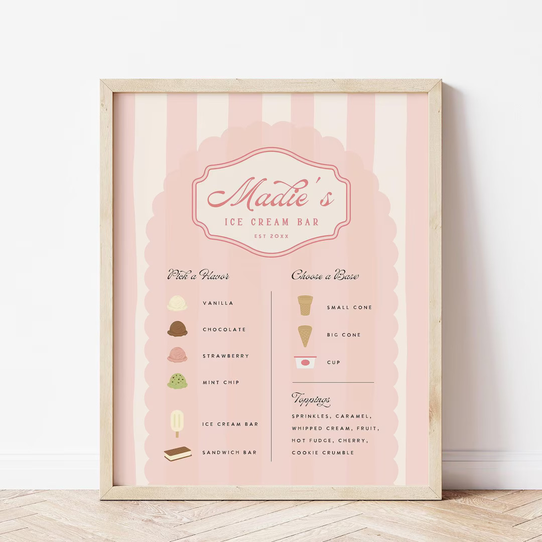 Ice Cream Menu Ice Cream Birthday Party Ice Cream Social Sweet Birthday Table Sign Retro Ice Crea... | Etsy (US)
