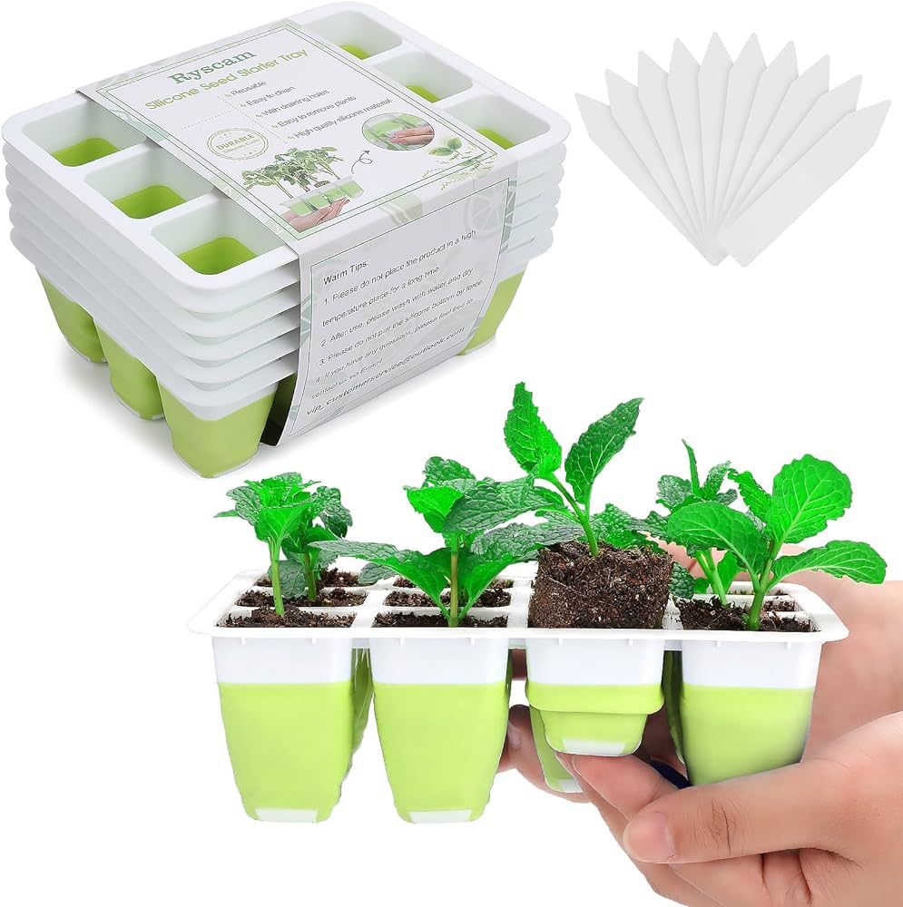 6pcs Reusable Seed Starter Kit, 72 Cells Seed Starter Trays, Silicone Seedling Starter Trays for ... | Amazon (US)