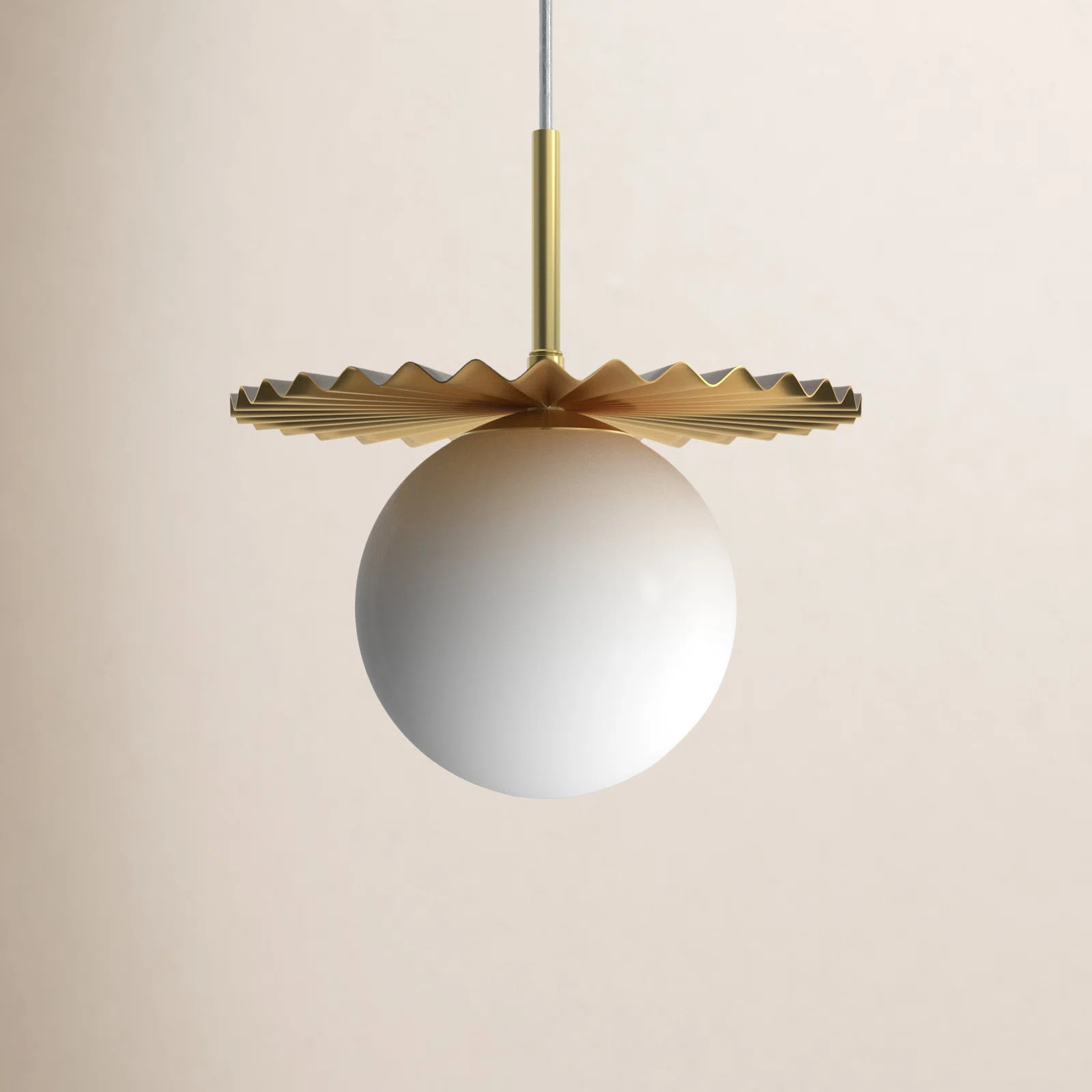 Abbey 1 - Light 9.8" Single Gold Globe Wrought Iron Accents Modern Pendant with Glass Shade for K... | Wayfair North America