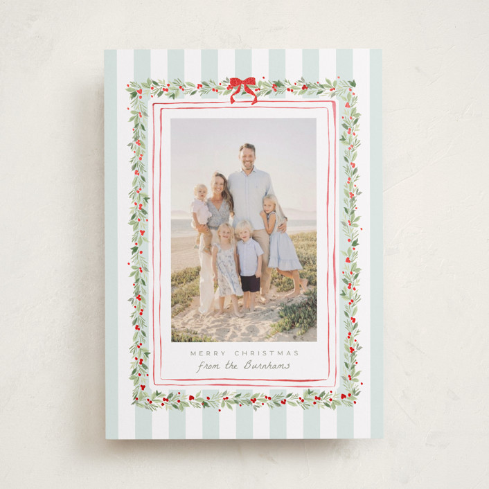 "Coastal Garland" - Customizable Foil-pressed Holiday Cards in Green by Everett Paper Goods. | Minted