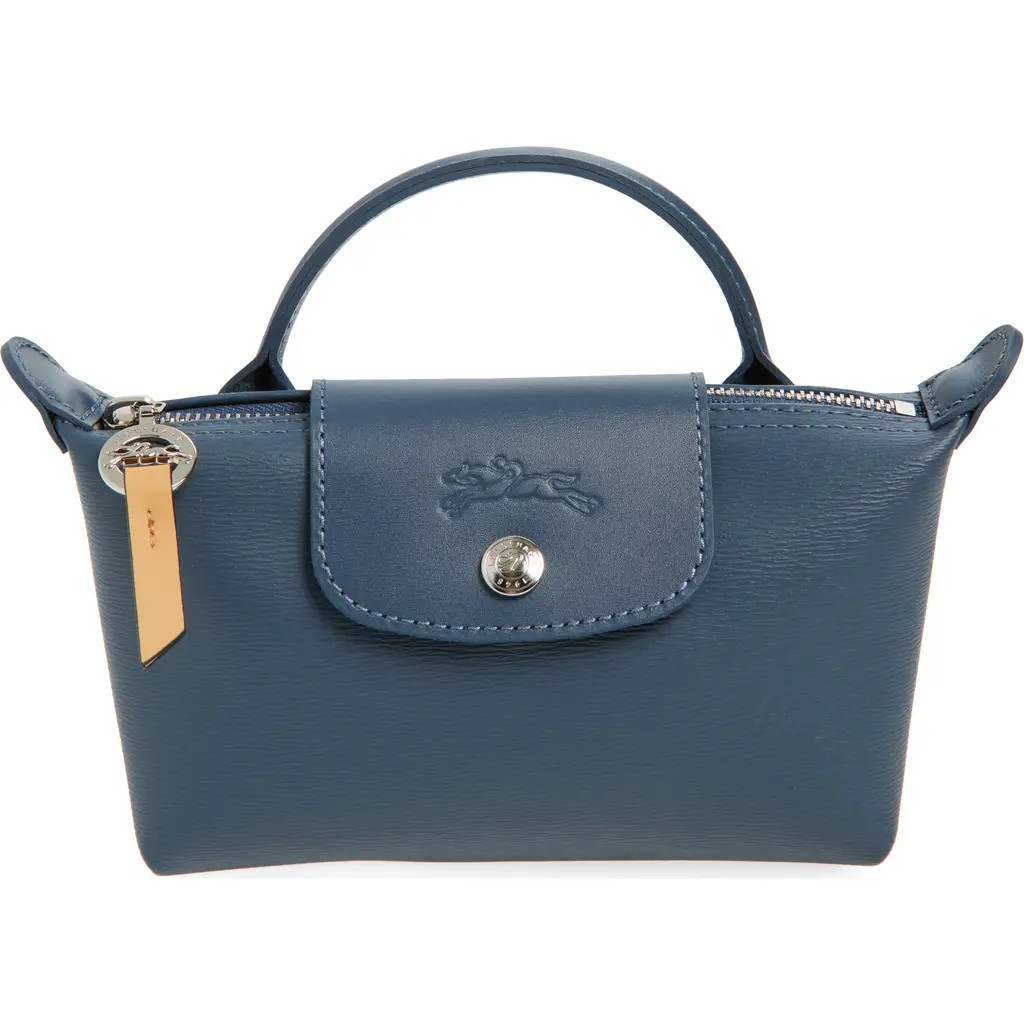 Longchamp Le Pliage City Leather Cosmetics Case in Slate at Nordstrom | Nordstrom