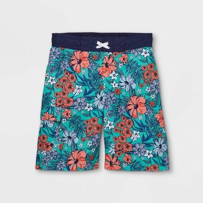 Boys' Floral Print Swim Trunks - Cat & Jack™ Orange | Target