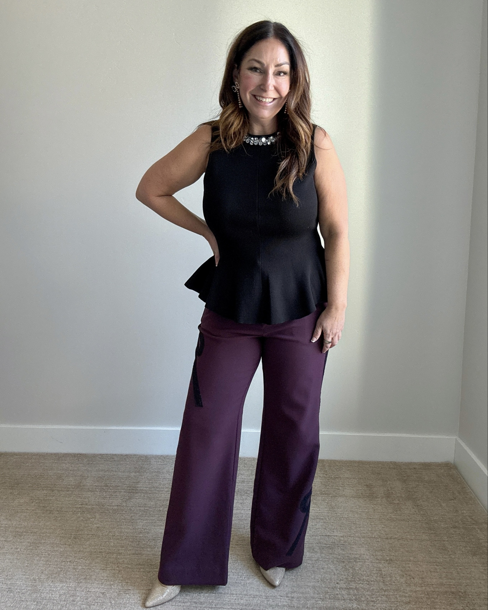 Holiday Dressy Outfit from Anthropologie | Wearing Top, L and Pants run very small, wearing 14 but still a little tight 

 

#LTKHoliday #LTKOver40 #LTKMidsize
