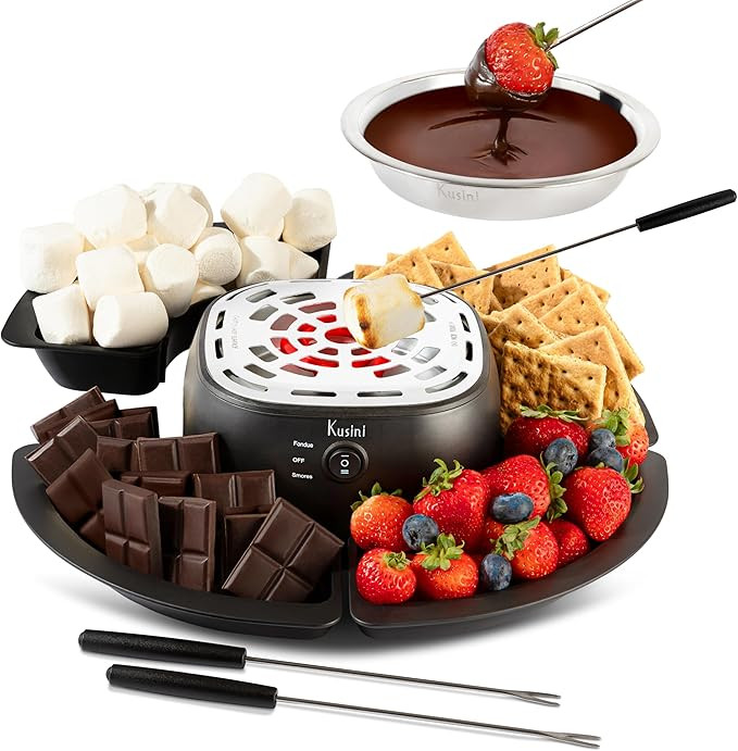 Kusini 2 in 1 Electric Fondue Set & Smores Maker Tabletop Indoor Kit with Removable Trays & 4 Ske... | Amazon (US)