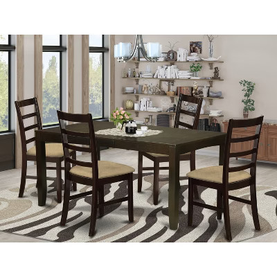 HomeStock Belmont Dining Room Set-Dining Table With Leaf And Dining Chairs, Cappuccino | Target