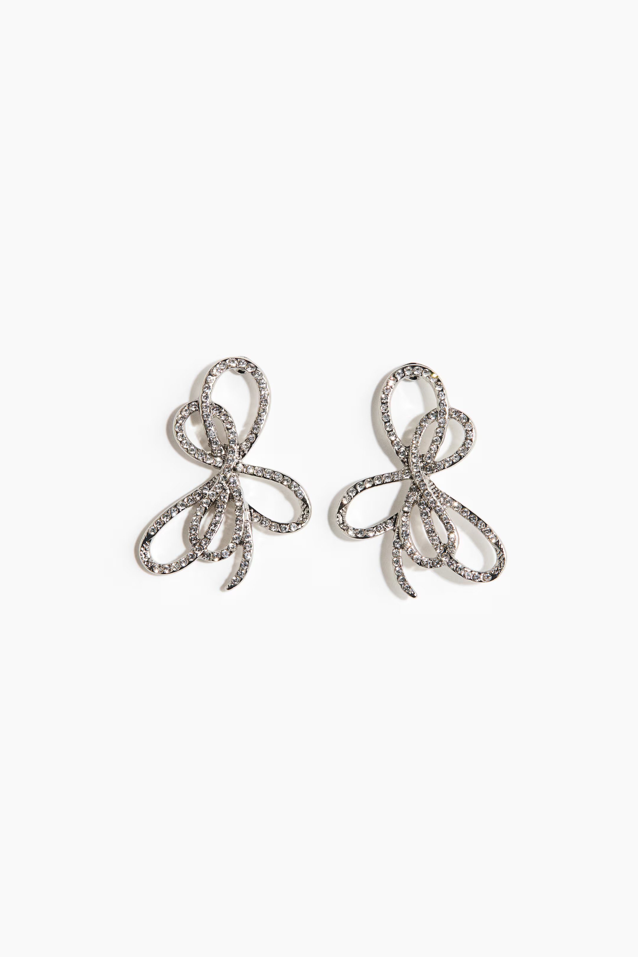 Bow-shaped stud earrings - Silver-colored - Ladies | H&M US | H&M (US + CA)