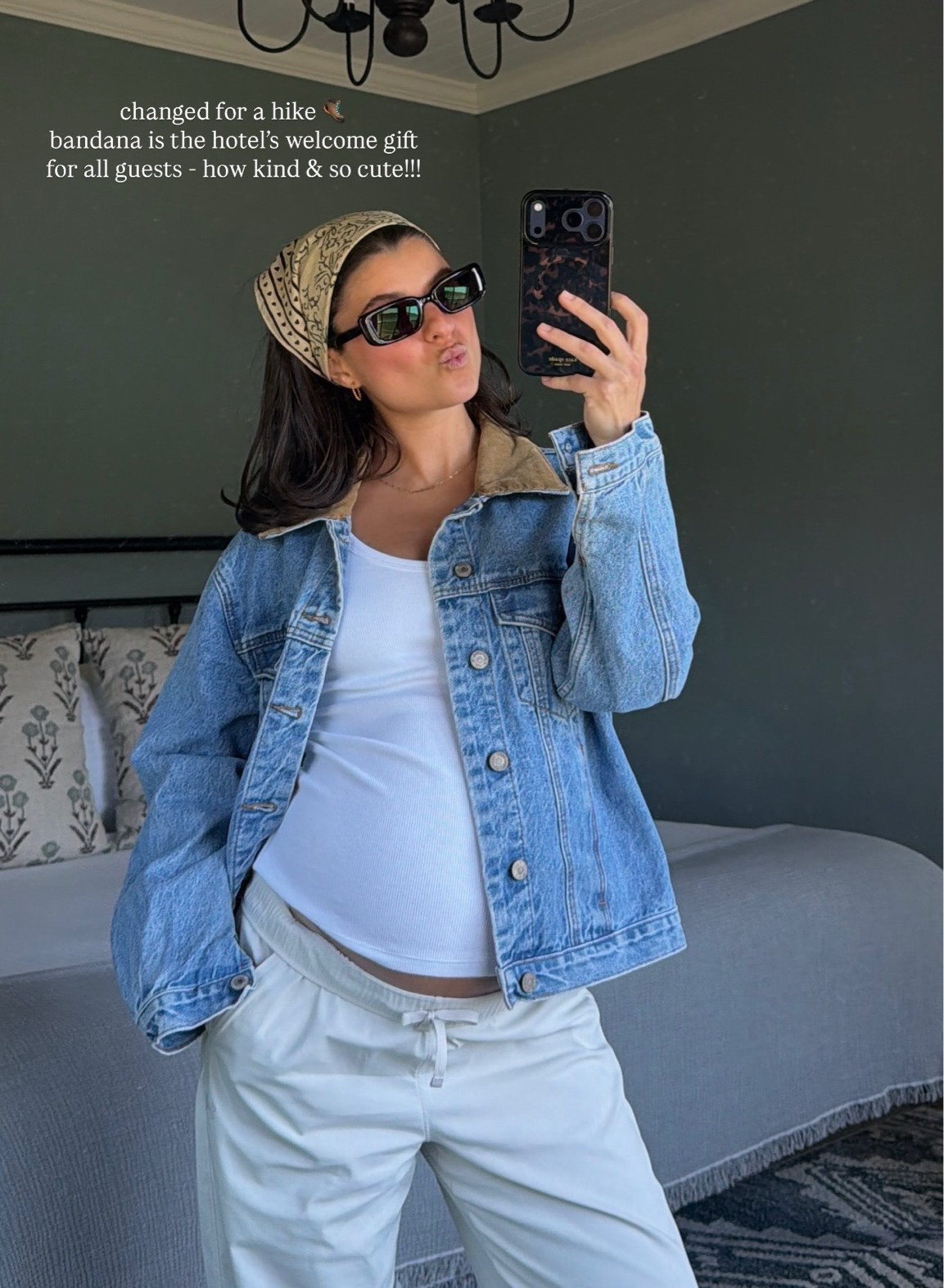 [6/2/26] hiking ootd 🥾 | jacket is old brandy Melville, linking very similar option from @abercrombie currently on sale! glasses are fave pair from @eyebuydirect great quality and feel designer but so affordable! Bottoms are from under armour and work so well with the growing bump. I’m wearing size small/regular.

#LTKSaleAlert #LTKBump #LTKTravel