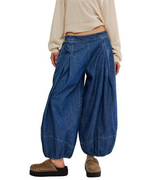 Free People Moonflower Pull-On Mid Rise Balloon Leg Denim Jeans -  M | Dillard's