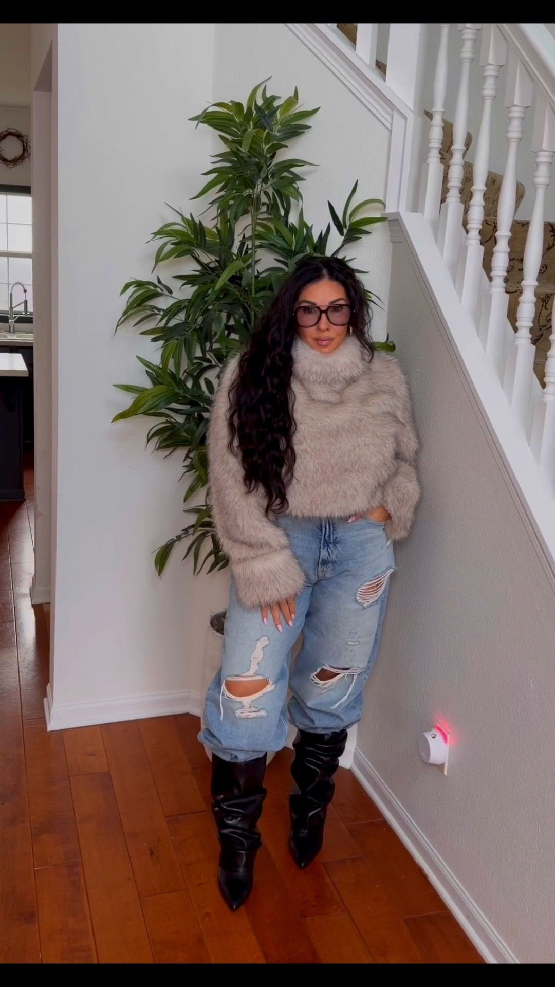 Winter outfit inspo ❄️ Giving winter baddie but keep it cozy. Same jeans styled another way to show you that a good pair of jeans can transform your wardrobe-  even tucked into a boot 🖤 😉

For reference: I am 5’3” wearing my true size 6 in these jeans but they’re a baggier fit, size Medium in the top. Boots are so comfy and wide calf friendly ladies!

#LTKootd #LTKPetite #LTKgrwm