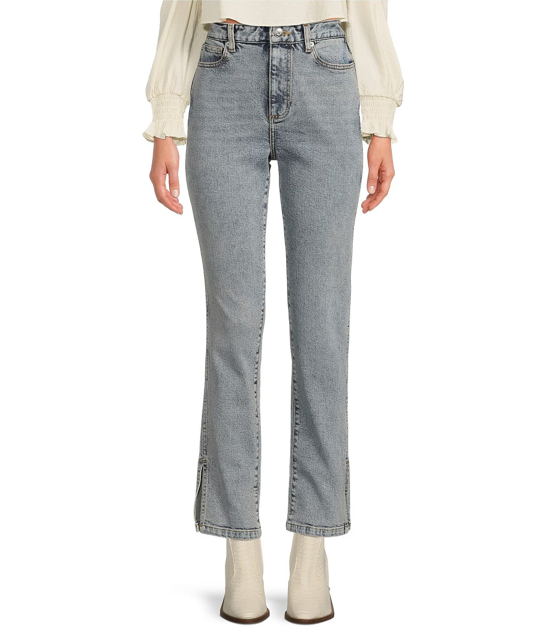 Everly Side Slit Flat Front High Rise Denim Pants | Dillard's