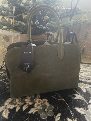 Claudia Firenze Suede Bag  Satchel “The Row Margaux Dupe” Viral Olive Green NWT! | eBay US