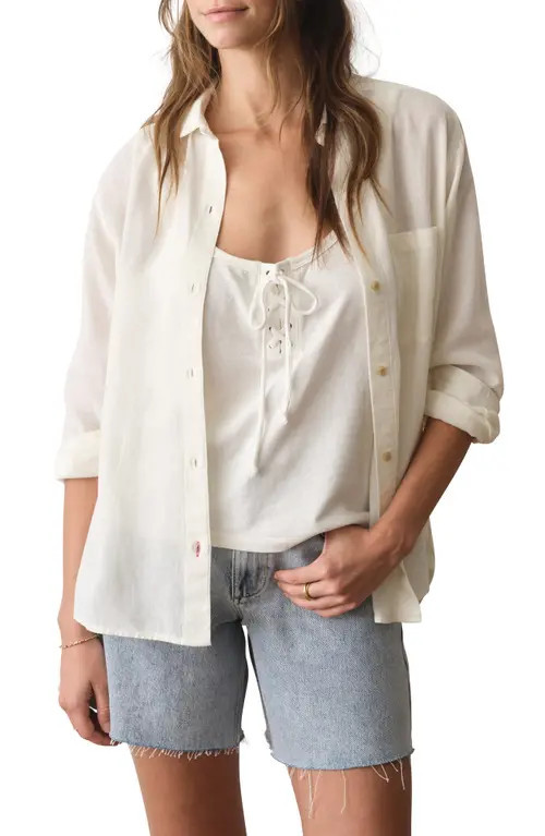 Marine Layer Jane Relaxed Fit Button-Up Shirt in Antique White at Nordstrom, Size Small | Nordstrom
