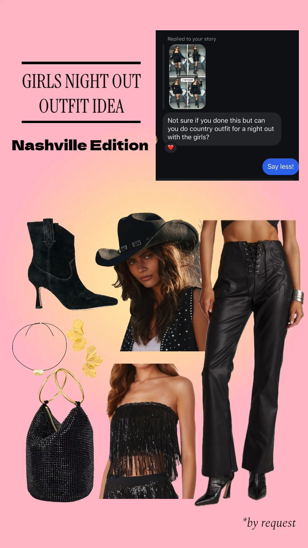 GIRLS NIGHT OUT OUTFIT IDEA: NASHVILLE EDITION 🤠 

#countryconcertoutfit
#westernoutfit
#bacheloretteoutfit
#nashvilleoutfit
#countryoutfit

Nashville outfit, country outfit, country concert outfit, Nashville bachelorette outfit, western outfit, western boots, leather pants, cowboy hat, cowboy hat outfit 

#LTKStyleTip #LTKxVICI #LTKShoeCrush