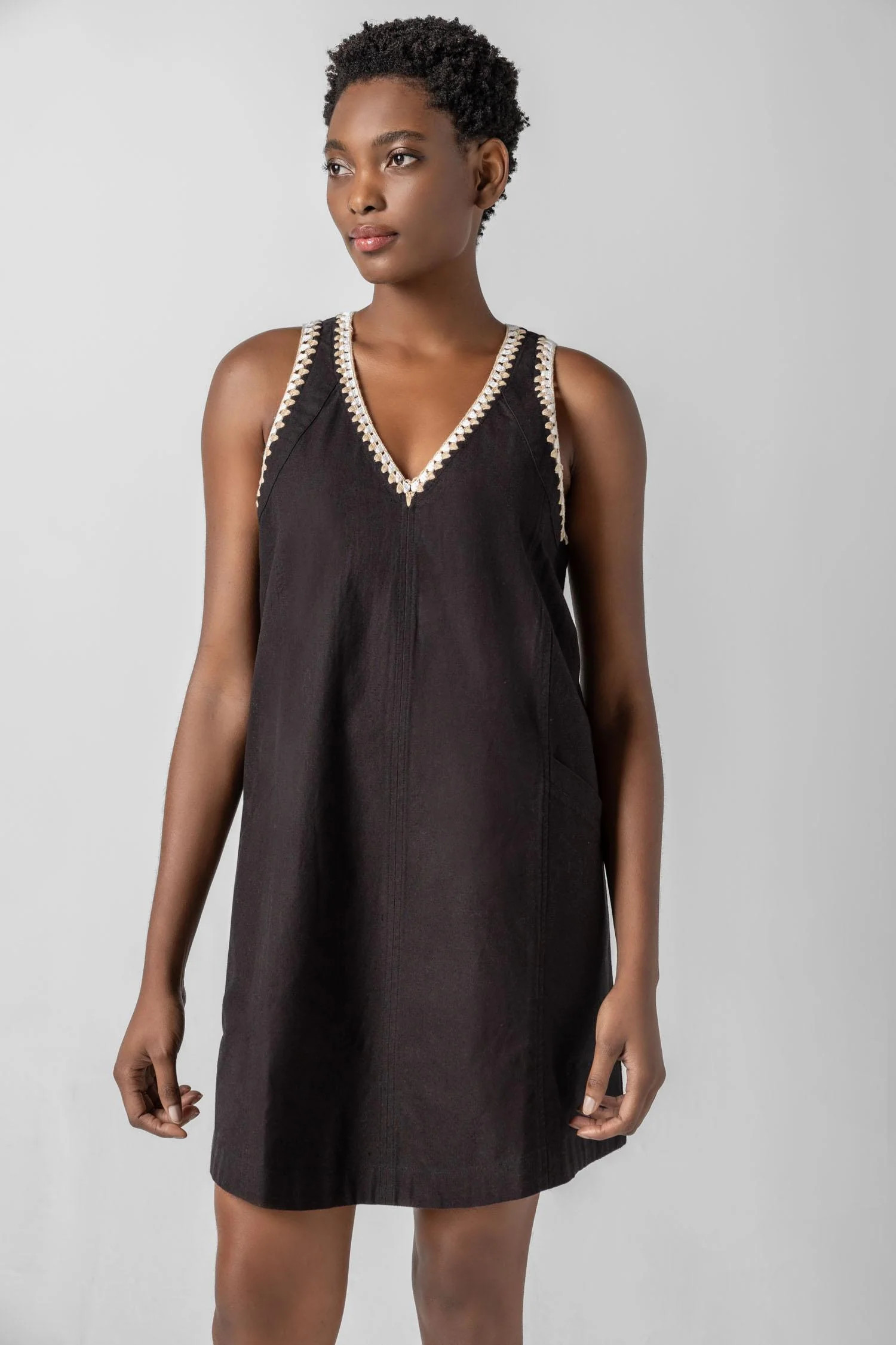 Crochet Trim V-Neck Dress | Lilla P