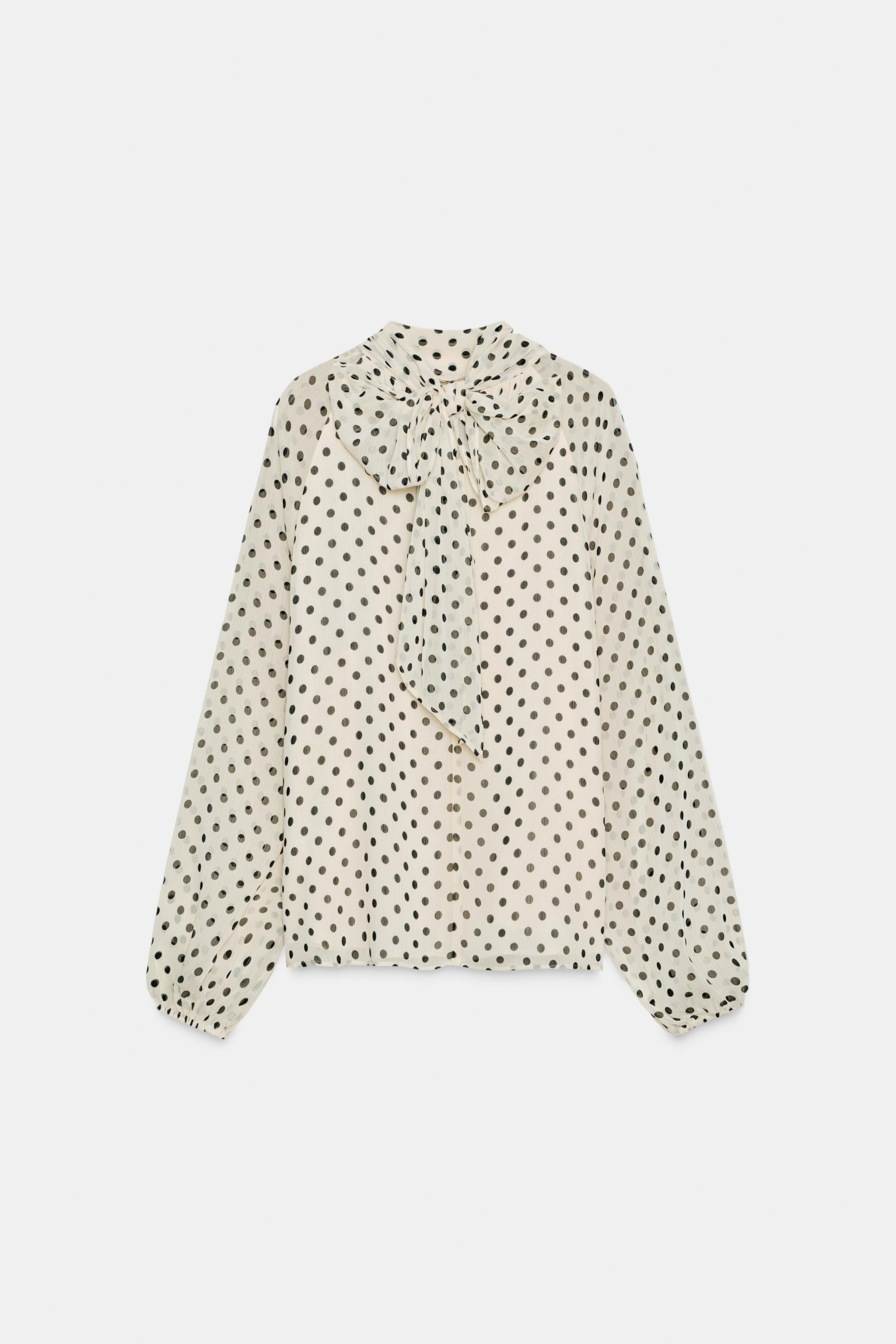 POLKA DOT BLOUSE WITH BOW | Zara UK