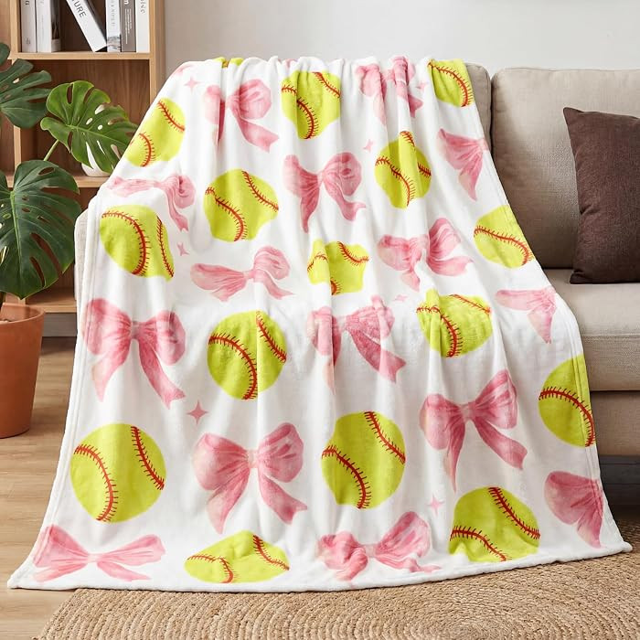 HunnmingRe Softball Blanket 50''x60'', Coquette Pink Bow Soft Throw Blanket Softball Gifts for Gi... | Amazon (US)