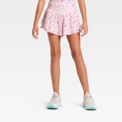 Girls' Flutter Shorts - All In Motion™ Pink XS | Target