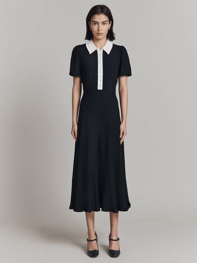 GhostBethan Crepe Midi Dress, Black | John Lewis (UK)