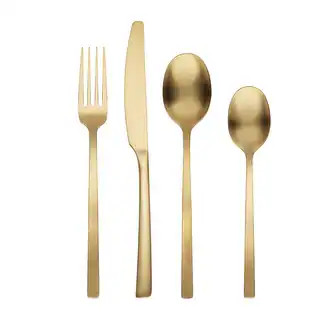 Cambridge Beacon Gold Satin 16-Piece Flatware Set | Bed Bath & Beyond