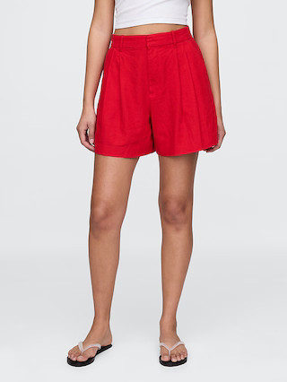 365 High Rise Linen-Blend Shorts | Gap (US)