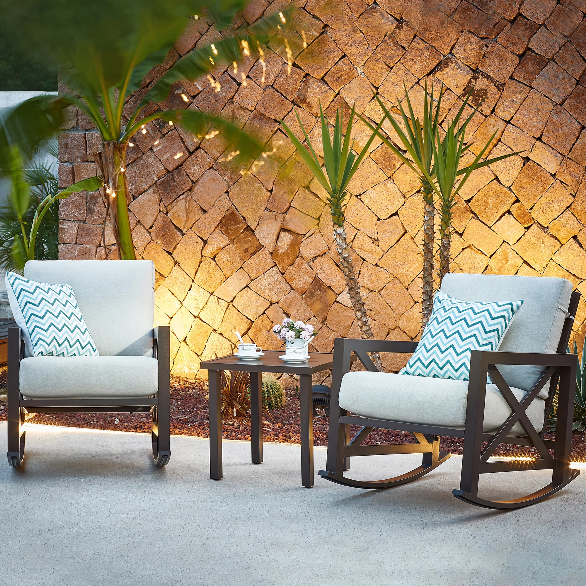 Isfried 3-Piece Metal Frame Outdoor Conversation Set with Thick Cushions | Wayfair North America